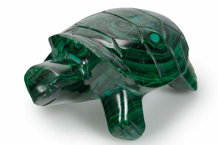 Flowery Malachite Turtle Carving - DR Congo #349308